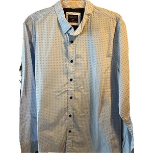 Level Ten Men's L Blue Polka Dot Button Down Long Sleeve Cotton Shirt - Picture 1 of 19