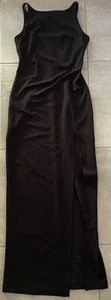 Showpo Sleeveless Long Black Dress With Side Split Size 10 - Picture 1 of 2