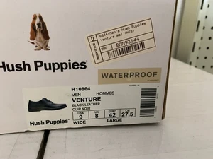 NEW HUSH PUPPIES VENTURE WATER PROOF MENS DRESS COMFORT BLACK LEATHER SHOE 9 - Foto 1 di 8