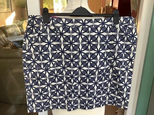 mudd and water uk 18 knee length skirt vgc linen cotton blue white lined - Picture 1 of 6