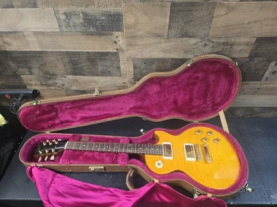 2001 Gibson Les Paul Junior Special Plus Trans Amber  Flame Top 8.1 Lbs W/ Ohsc - Image 1 of 4