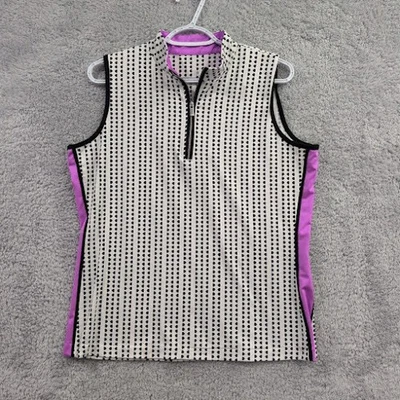Tail Golf Tank Top Women's Large Black White Purple 1/4 Zip Sleeveless Pullover - Image 1 of 4