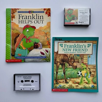 Scholastic Franklin Книга и Кассета Лот 2 Названия Винтажные Аудио Истории Помогают - Изображение 1 из 4