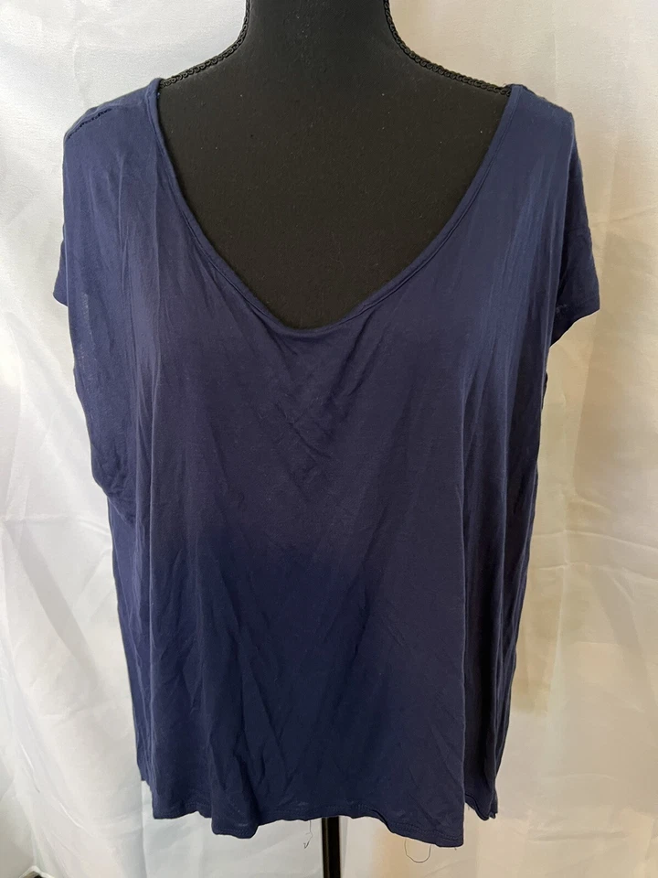 Ambiance Apparel Blusa Mujer Talla 1X Azul Transparente Espalda Top Mangas Cortas Relajado Foto 1 de 3