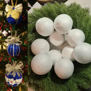 10/50/100Pcs White Round Foam Balls Christmas Tree Hanging Ornament Party Decor - Picture 1 of 22