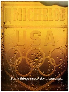 PRINT AD, 1984 Michelob Golden Beer Team USA Olympic Rings Speak For Themselves - Picture 1 of 1