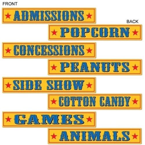 Circus Sign Cutouts 4 Pack Circus Birthday Party Decoration Supplies - Image 1 of 1