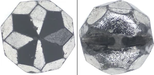 Antique Victorian Faceted Black Glass Silver Luster Ball Button Diamond Shape - Picture 1 of 10