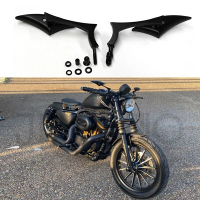 For Harley Davidson Sportster XL1200 883 XL883 Black Motorcycle Rearview Mirrors - Image 1 of 4