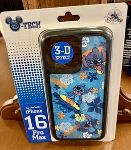 DISNEY PARKS Stitch Surf Flowers Blue iPHONE 16 Pro Max Case - Picture 1 of 1