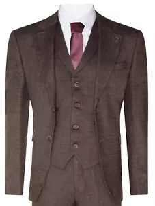 Traje Para Hombres Marrón 3 Piezas Tweed Espiga Peaky Blinders Clásico A Medida - Imagen 1 de 7