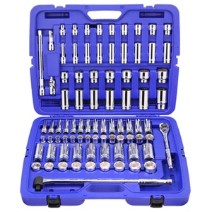 1/2-inch Drive 6-Point Socket and Ratchet Set With Case, 84-Piece SAE / METRIC - Picture 1 of 6