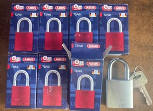 LOTTO DI SETTE (7) Lucchetto Abus 72/40 Argento con Chiave - Foto 1 di 5