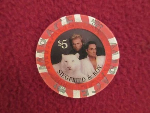 Vintage The Mirage Casino $5 Five Dollar Siegfried & Roy Tiger Chip C4038 - Picture 1 of 4
