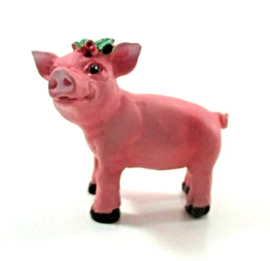 S1 PIG miniature figurine GOOD LUCK & FORTUNE CHARM Christmas health pink piggy - Picture 1 of 9