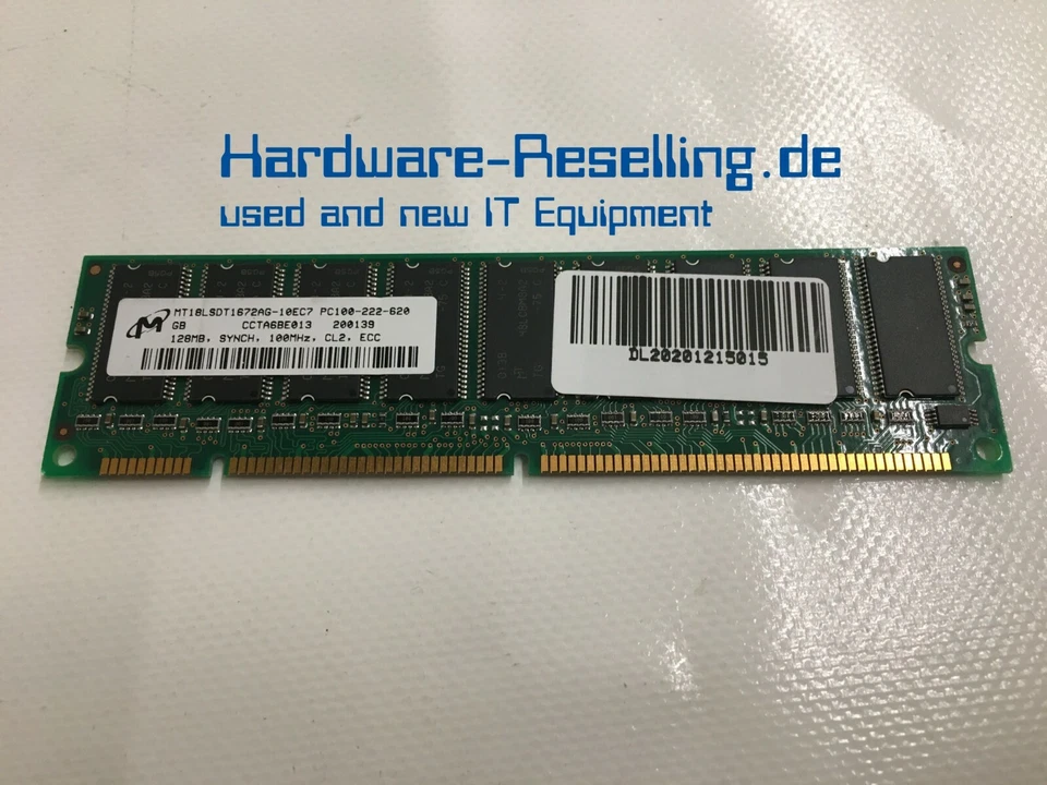 Micron Memory Ram 128mb Sdram Sd Mt18lsdt1672ag-10ec7 100mhz 168pin - Image 1 of 1