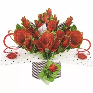 Tarjetas de felicitación 3D emergentes rosas con amor flor en blanco día de San Valentín - Imagen 1 de 1