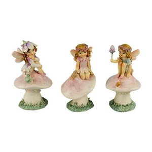 Fairy Sitting On Mushroom Home Garden Decor Ornament Figurine Statue Statue NEW - Picture 1 of 7