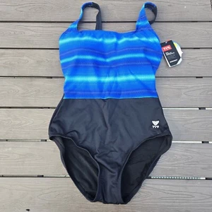 TYR Durafast Elite Women TRAMONTO Scoop Neck Controlfit, Blue, 1 Pc SZ. 14 NEW - Picture 1 of 3