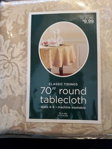 Target  Gold Round Tablecloth 70” Round - NEW in PACKAGE - Picture 1 of 2