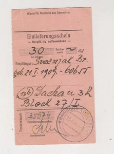 ESLOVENIA, Alemania WW Segunda Guerra Mundial giro postal KRAINBURG KRANJ a Dachau 1944, concentración - Imagen 1 de 2