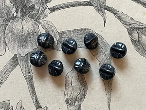 8 petits boutons anciens en verre noir Art Déco - collection - mercerie  - Imagen 1 de 2