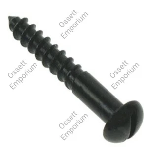 BLACK JAPANNED SLOTTED ROUND HEAD SLOT DOME HEAD WOOD SCREWS - Picture 1 of 20