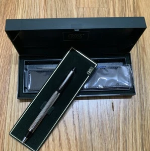 Cross Metropolis Black Lacquer & Chrome Ballpoint Pen With Pouch - Picture 1 of 8