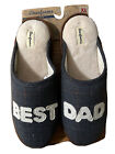 Men Dearfoams Gray Plaid BEST DAD Joke Scuffs Slip On Slippers Size XL 13-14 New