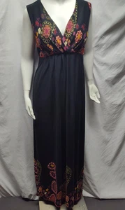 Medium Boho Medaillon schwarz Maxikleid V-Ausschnitt Strand Event Festival - Bild 1 von 7