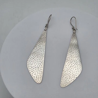 Vintage SILPADA Earrings 925 Sterling Silver Perforated Textured Geometric W1161 - Image 1 of 4