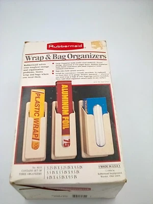Vintage 1988 Rubbermaid Wrap & Bag Organizers Plastic Storage Holders ~OPEN BOX~ - Image 1 of 4