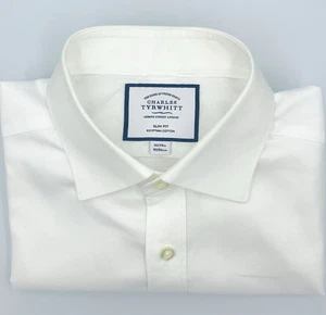 Charles Tyrwhitt Egyptian Cotton Slim Fit Solid White 16/34 - Picture 1 of 12
