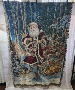 Christmas Blanket Throw Woven Heavy Quality Holiday Home Decor - Picture 1 of 2