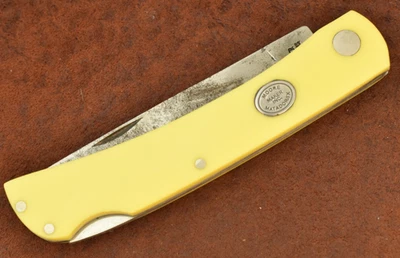 MOORE MAKER MATADOR TEXAS MADE USA YELLOW JUMBO LOCKBACK SODBUSTER KNIFE (28323) - Image 1 of 4