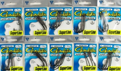 (LOTE DE 10) GANCHO GUSANO GAMAKATSU SUPERLINE NS NEGRO 4/0 46414-5 D4328 Foto 1 de 3