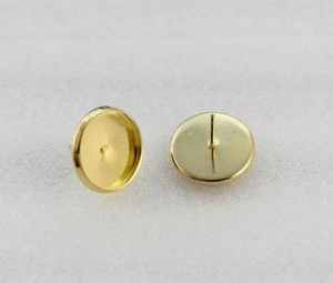 30PCS Golden 8mm Round Cabochon Setting Earring Pin Studs #23143 - Picture 1 of 1