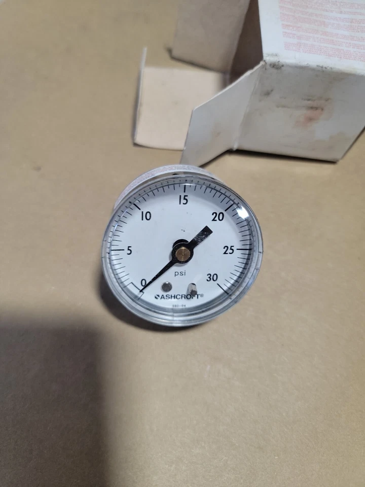 Ashcroft 20W1005H01B-30 Gauge 2" 0-30 psi 1/8npt Back 20W1005 H 01 B 30# - Image 1 of 3