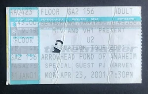 2001 PJ Harvey & U2 Concert Ticket Stub 4/23/01 - Elevation Tour - Anaheim Ca. - Picture 1 of 1