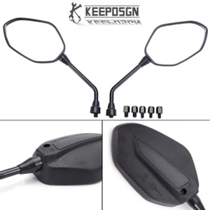 Black Motorcycle Rearview Mirrors For Honda Kawasaki Suzuki Yamaha Universal A+ - Picture 1 of 12