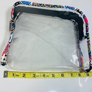 RARA Borsa da toilette per trucco modella trasparente da viaggio 7"x8" floreale hippie - Foto 1 di 2