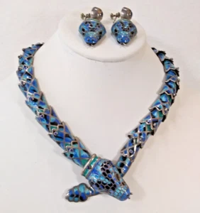 Collar Diseño Serpiente Esmaltado Margot De Taxco de Ex Empleado JF Plata Esterlina - Imagen 1 de 24