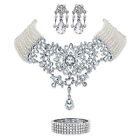 Palmbeach Jewelry Simulated Pearl & Crystal Silvertone Jewelry Set 16.5-20.5"