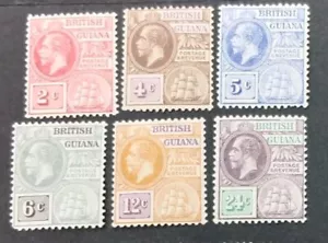 BRITISH GUIANA 1913 2c to 24c SG 260 - 265 Sc 179 - 184 MH - Picture 1 of 2