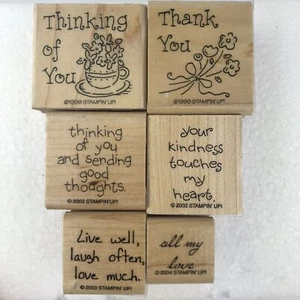 Stampin Up! Sentiments Thank You Thinking of You 6 Lot Rubber Stamps All My Love - Picture 1 of 8