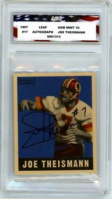1997 Leaf #17 Joe Theismann 1948 Reproduction Autograph /1948 - Image 1 of 2