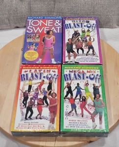 SEALED Lot Of 4 RICHARD SIMMONS SET Sweat/Blast Off/Tone Up VHS Tone & Sweat - Picture 1 of 10