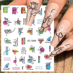 Deslizadores para arte en uñas 3D/5D pegatinas para uñas decoración calcomanías hágalo usted mismo manicura oro plata - Imagen 1 de 75