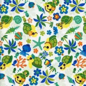 Hawaiian Sea Life Green Quilt Sew Fabric TRANS-PACIFIC - Picture 1 of 1