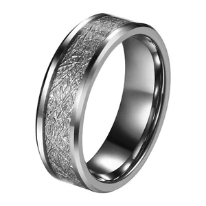 8mm Tungsten Carbide Ring Sterling Silver Inlay Wedding Men Women Band Size 8-15 - Picture 1 of 7